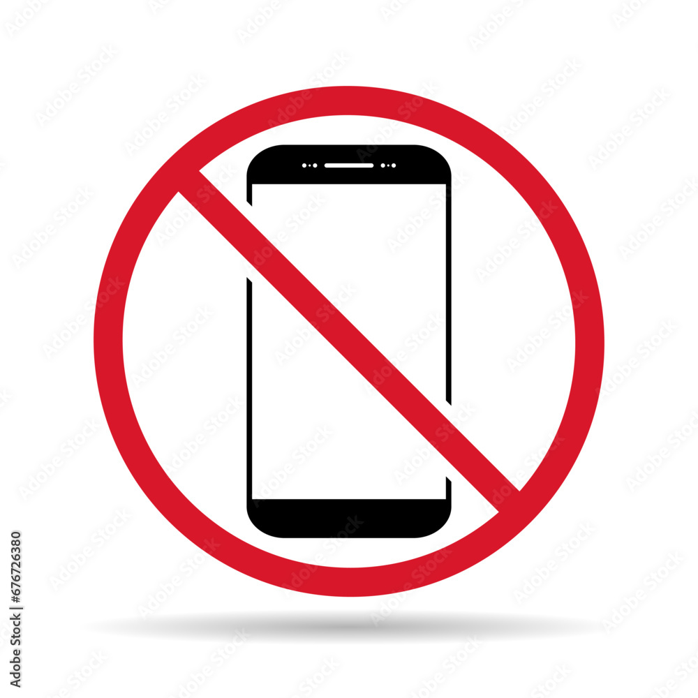 Mobile forbidden shadow icon, no use phone sign, ban smartphone label vector illustration Mobile forbidden shadow icon, no use phone sign, ban smartphone label vector illustration