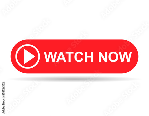 Watch now shadow icon, website online button player symbol, play video vector illustration