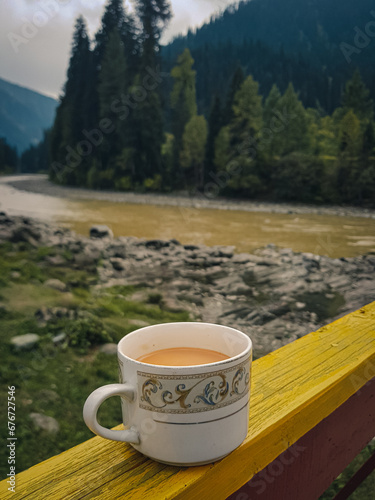 Having a Cup of Tea at Taobat village, Azad Kashmir, Pakistan. It is the last station in Neelam valley, 39 kilometers from Kel where Neelam River enters Pakistani territory and becomes River Neelum.