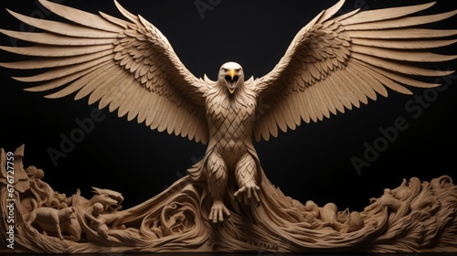 wood carving, concept: eagle, freedom, 16:9
