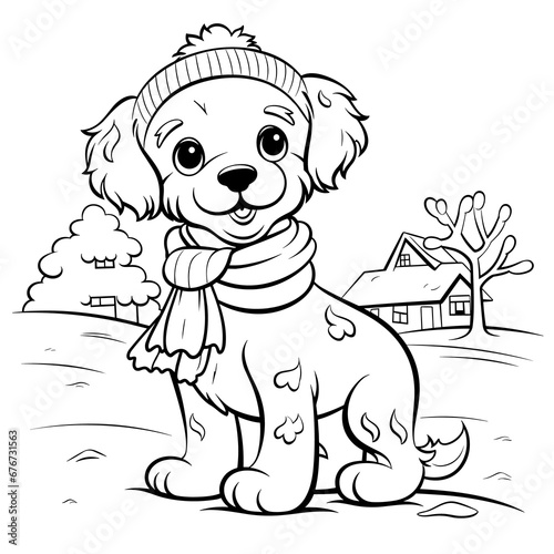 A Dog On A Snowy Christmas Morning Snowy Morning , Coloring Pages Png