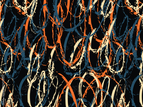 Charcoal pencil curly lines, colorful squiggles and shapes. Multi colored charcoal pencil scribble vector set. Hand drawn chalk smears and thin lines. Crayon sketch and Marker childish scribbles.