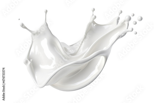 White milk wave splash with splatters and drops. Cut out on transparent photo