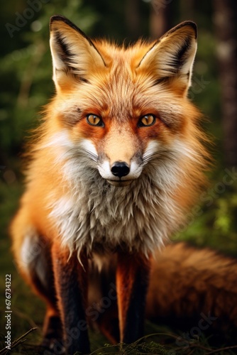 A close-up of a playful red fox, with its mischievous eyes and bushy tail capturing the spirit of cunning and adaptability.
