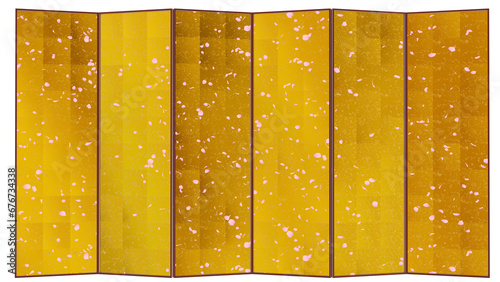 桜の金屏風：背景に市松模様をあしらった豪華な金屏風です。和風モダンなゴールドのテクスチャー。 photo