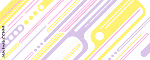 紫、黄色、ピンクの抽象的背景 図形 線 丸 斜めのパターン
