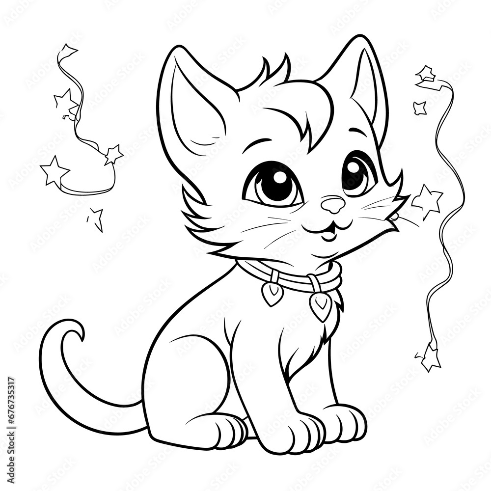 A Mischievous Cat With Tangled Christmas Lights, Coloring Pages Png A Mischievous Cat With Tangled Christmas Lights, Coloring Pages Png
