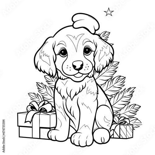 A Pup As A Christmas Ornament On A Tree Christmas  Coloring Pages Png