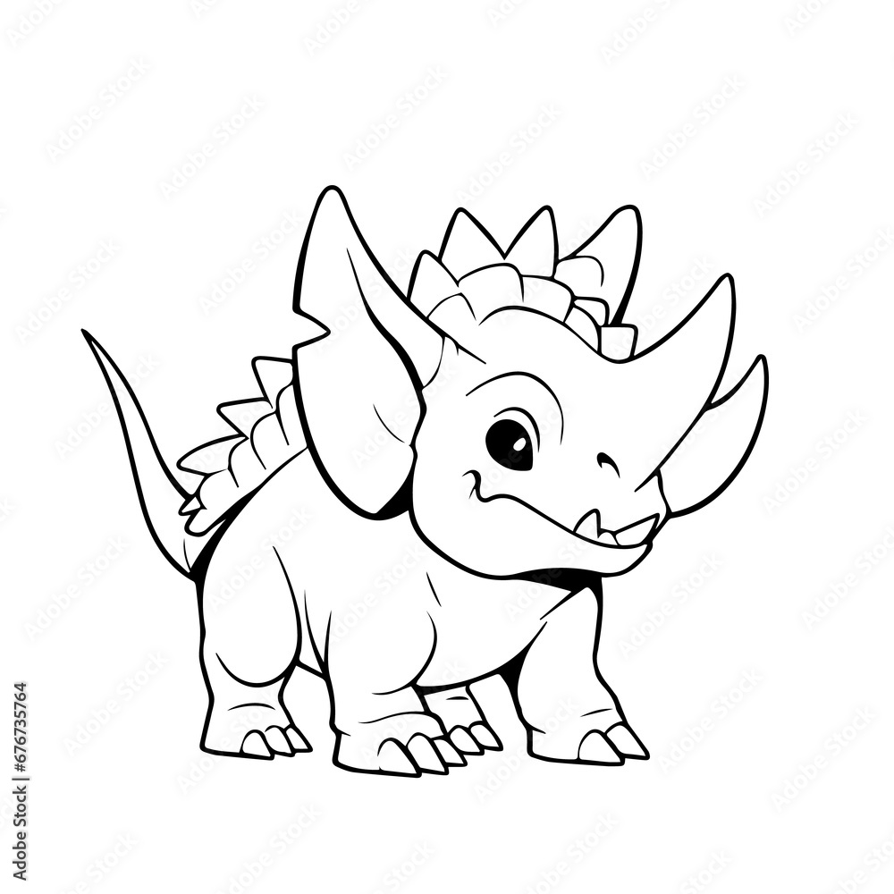 Triceratops Dinosaur Coloring Page Illustration , Coloring Pages Png ...
