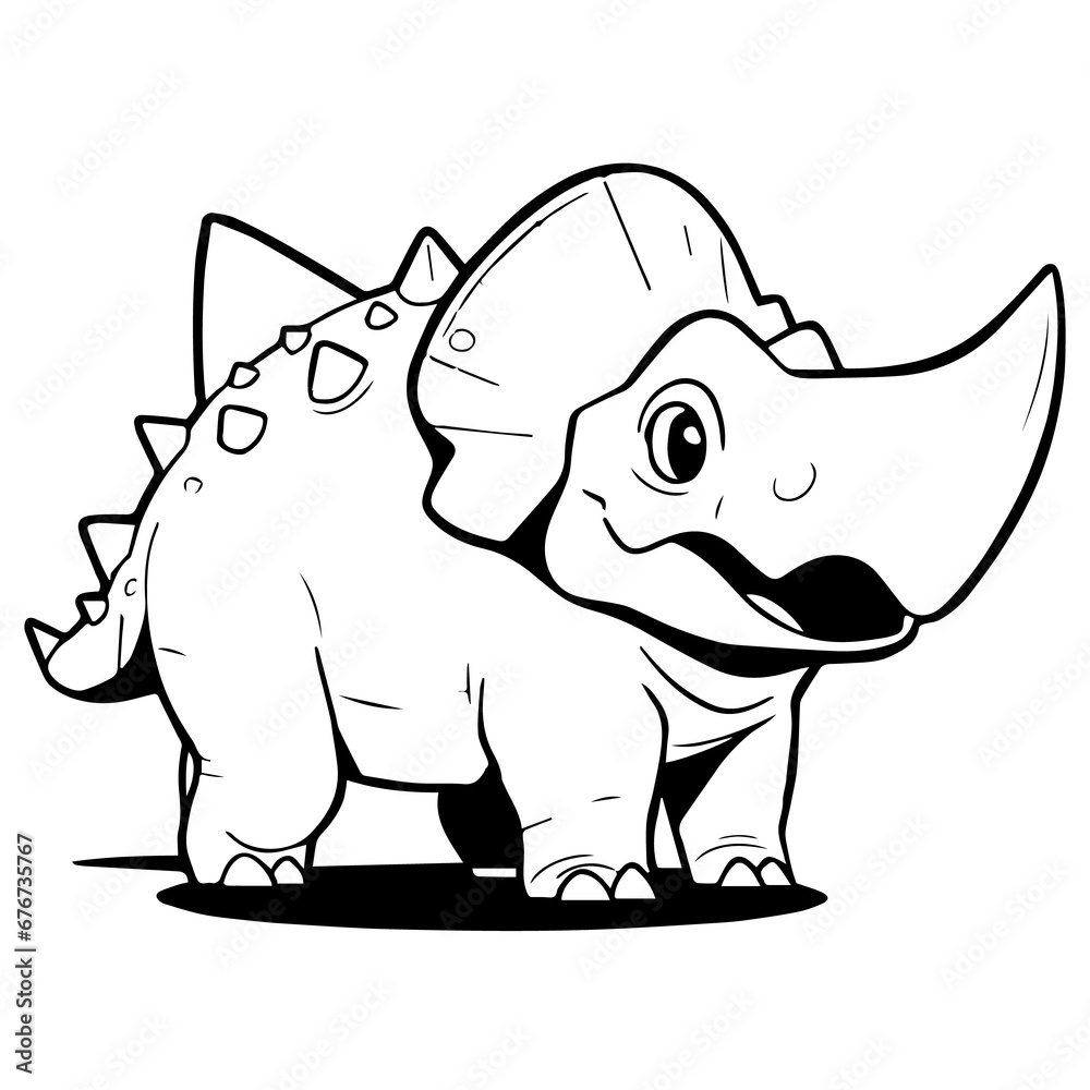 Triceratops Dinosaur Coloring Page Illustration , Coloring Pages Png ...
