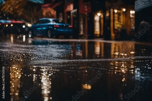 autumn, rain, slush, puddles, raindrops, water stains, city streets, sidewalks, realism, high detail, macro photography, correct line, cinematic, close-up, mj, wet