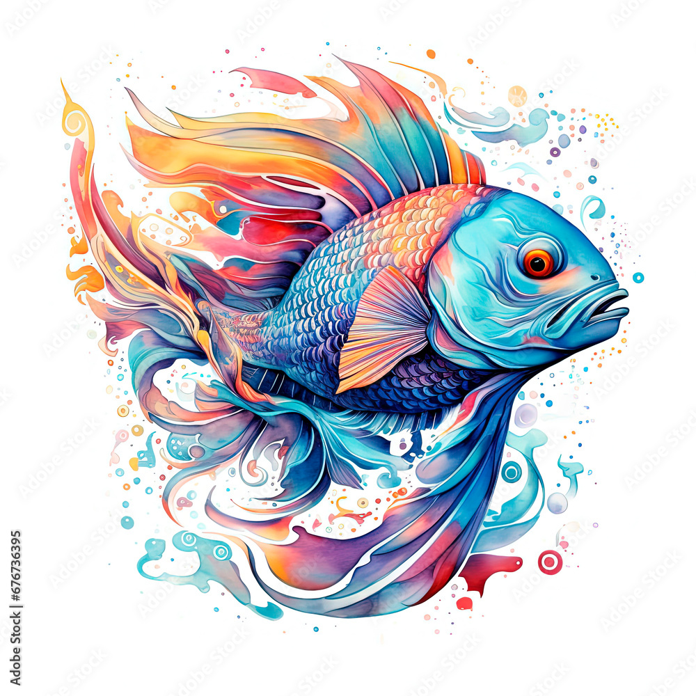 Color tattoo. Surreal illustration. Generative AI Color tattoo. Surreal illustration. Generative AI