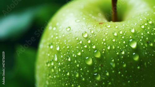 Green apple close up. Summer vitamins healthy food