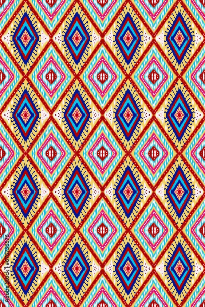 Ikat embroidery pixel design fabric pattern abstract pattern for print, carpet