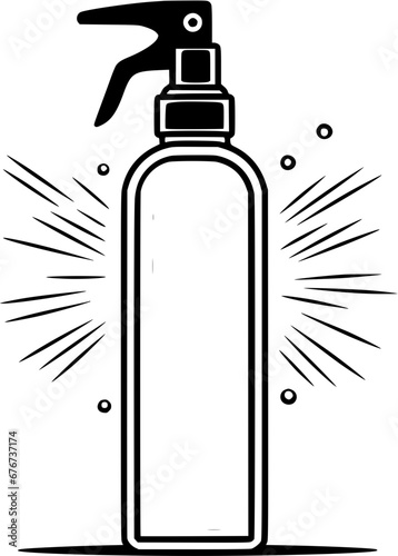Detergent Disinfectant Spray Household Items Vintage Outline Icon In Hand-drawn Style