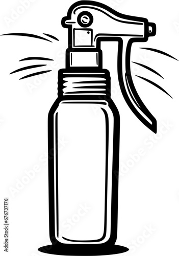 Detergent Disinfectant Spray Household Items Vintage Outline Icon In Hand-drawn Style