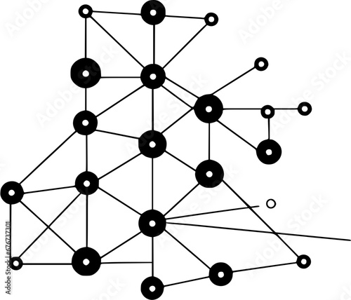 Database with Graph Nodes Technology Vintage Outline Icon In Hand-drawn Style