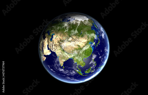 Image of planet Earth as seen from space with the continent of Asia in the center