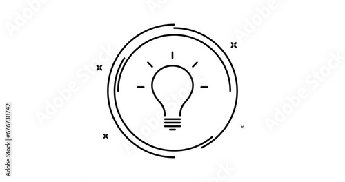light bulb animated outline icon. light bulb rotation appearance 4k video animation for web, mobile and ui design