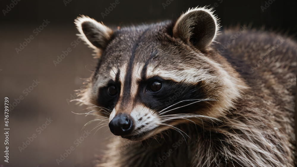 close up of a raccoon , nature wildlife photography