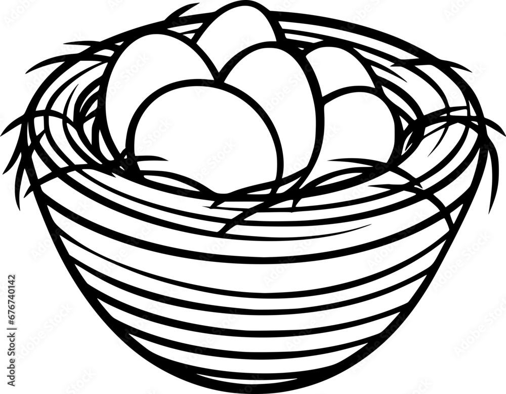 outline illustration of egg in the nest for coloring page outline illustration of egg in the nest for coloring page