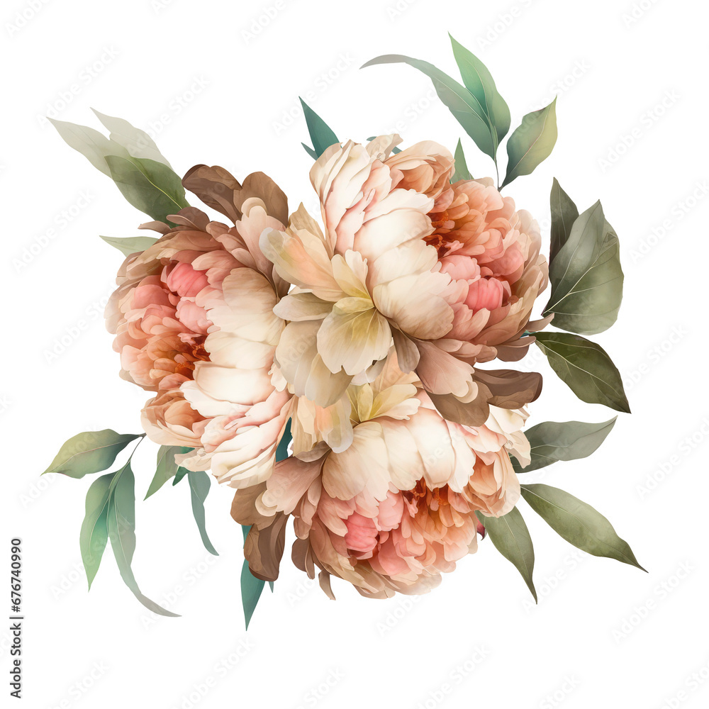 watercolor pink peony clipart for graphic