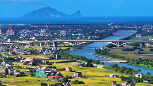 Aerial view of Dongshan River in Yilan,Taiwan. photo