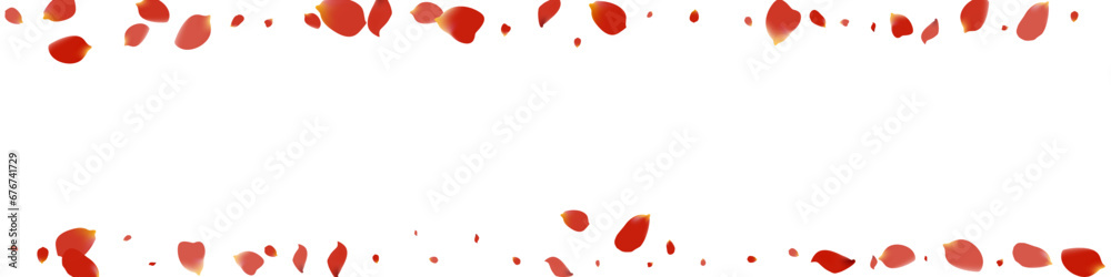 Red Petal Fly Vector White Panoramic Background.