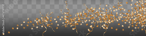 Gold Rain Bright Vector Panoramic Background.