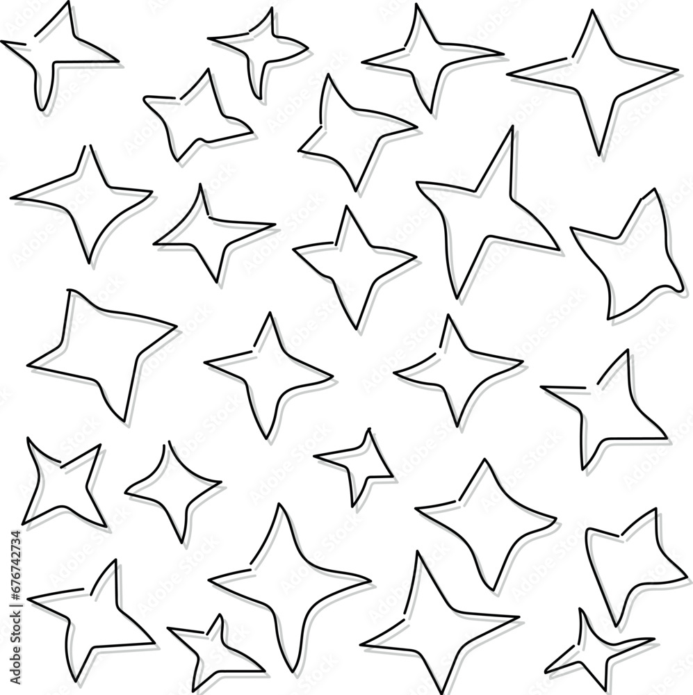 Crooked stars in children's style Crooked stars in children's style
