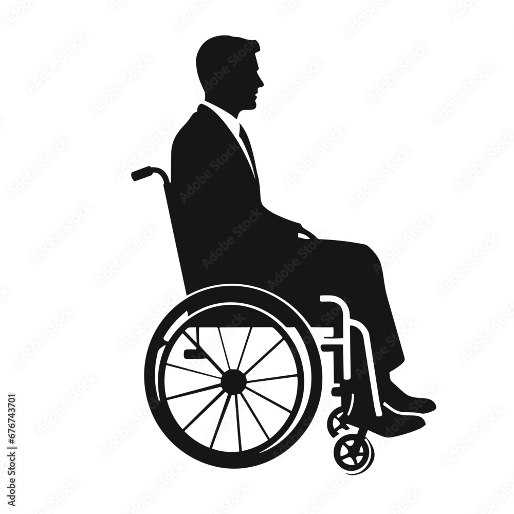 Man on a wheelchair black icon on white background. Man on a wheelchair ...