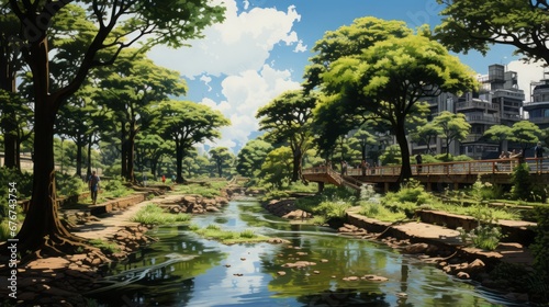 Captivating Nature Scenes: Exploring the Serene Majesty of Rivers, Lakes, and Forests Amidst Lush Greens, Reflecting Skies, and Tranquil Waters, generative AI