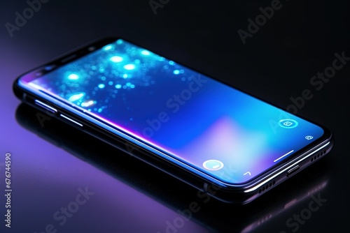 mobile phone with blue screen