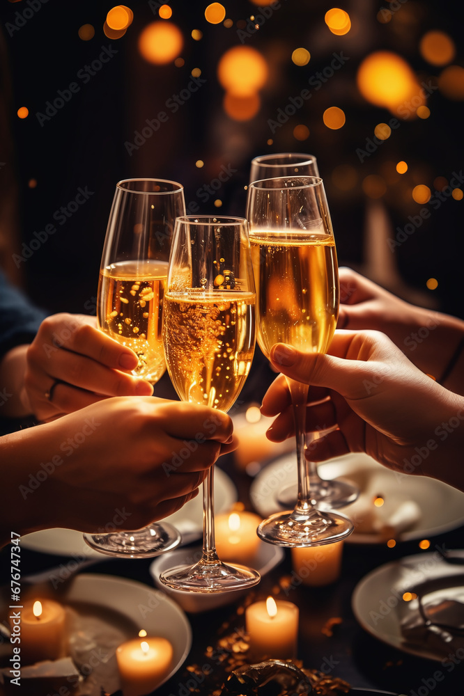 Holding Champagne Glasses on a Light Background