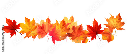 Falling autumn golden, red and orange leaves isolated on transparent background, PNG image with background removed, created with Generative Ai technology.