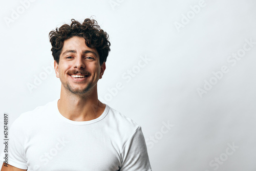 Man smile white background portrait isolated fashion © SHOTPRIME STUDIO