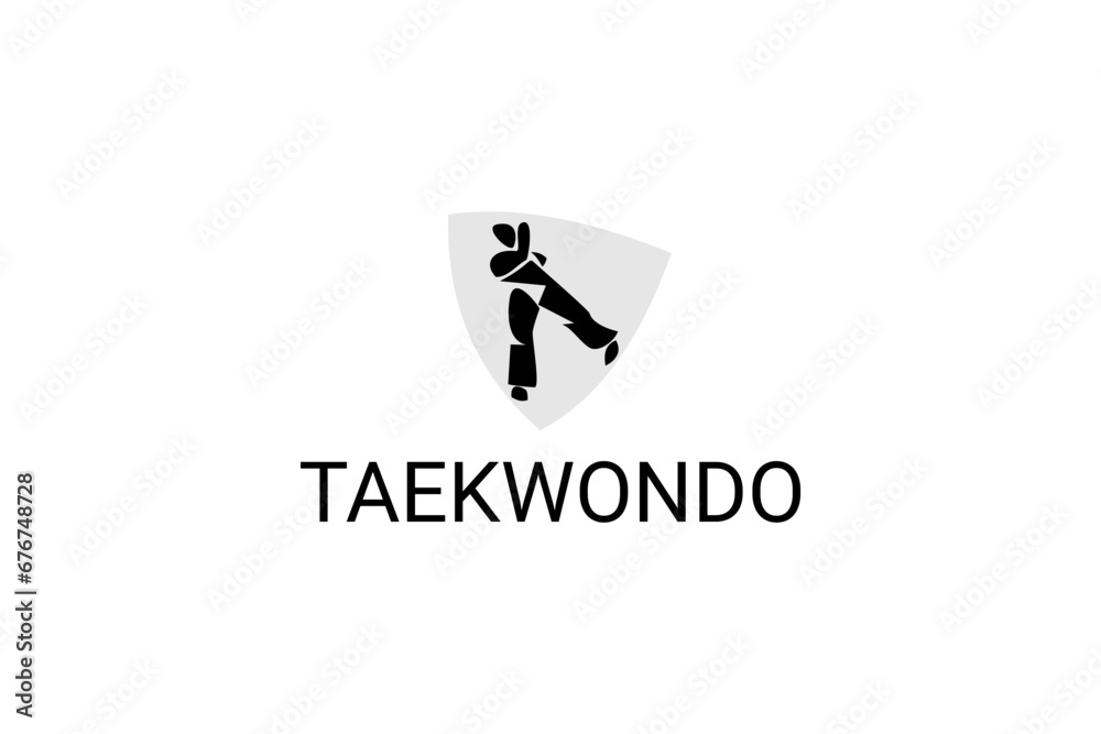 Taekwondo sport vector line icon. sportsman, fighting stance. sport pictogram illustration.