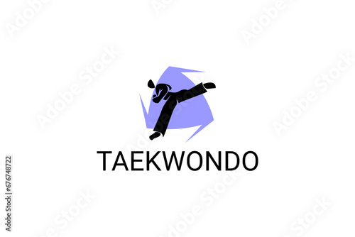 Taekwondo sport vector line icon. sportsman, fighting stance. sport pictogram illustration.
