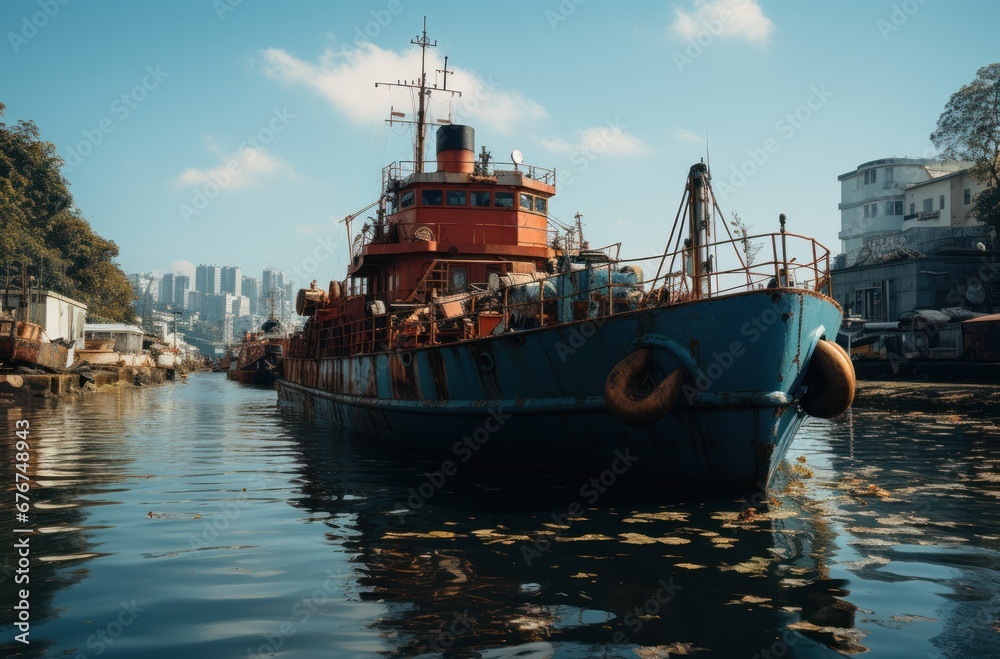 Fototapeta premium fishing boats in the harbor