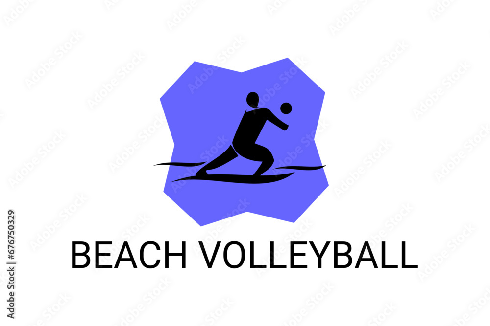 beach volleyball sport vector line icon. an athlete playing beach volleyball. sport pictogram, vector illustration.