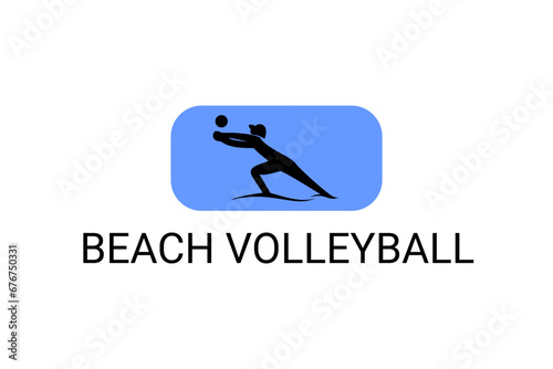 beach volleyball sport vector line icon. an athlete playing beach volleyball. sport pictogram, vector illustration.