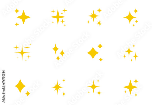Sparkle Icons set. Twinkle stars collection. Shine star icons. Effect shine, glitter, twinkling and clean. Star sparkle icon. Vector illustration. photo