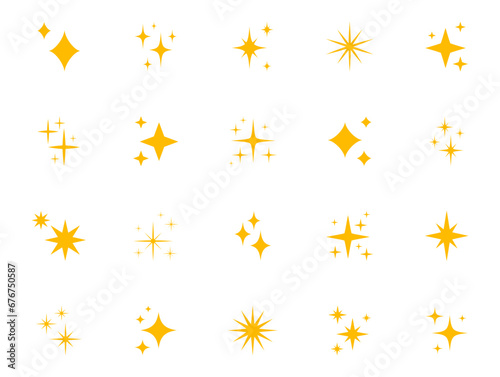 Sparkle Icons set. Twinkle stars collection. Shine star icons. Effect shine, glitter, twinkling and clean. Star sparkle icon. Vector illustration.