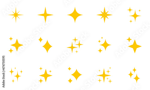 Sparkle Icons set. Twinkle stars collection. Shine star icons. Effect shine, glitter, twinkling and clean. Star sparkle icon. Vector illustration.