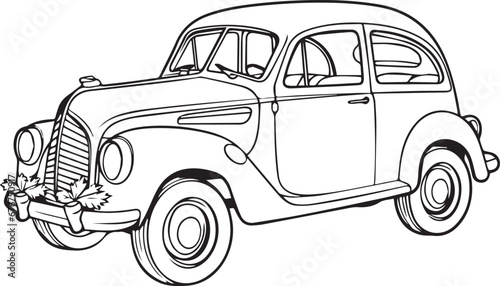Cute Outline Car Line art coloring book page design