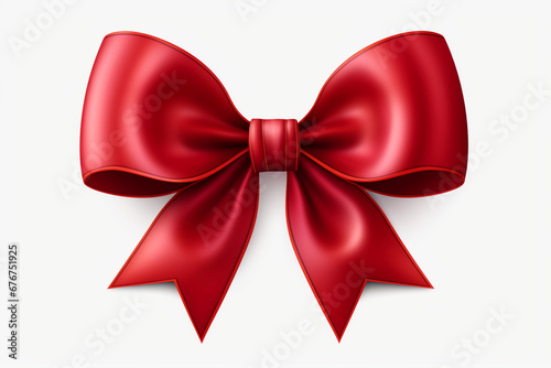 red bow ribbon isolated on a white transparent background