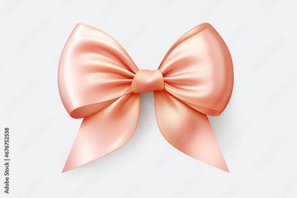 pink bow with ribbon on a white transparent background
