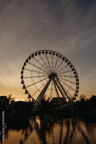 ferris wheel at sunset in Montreal