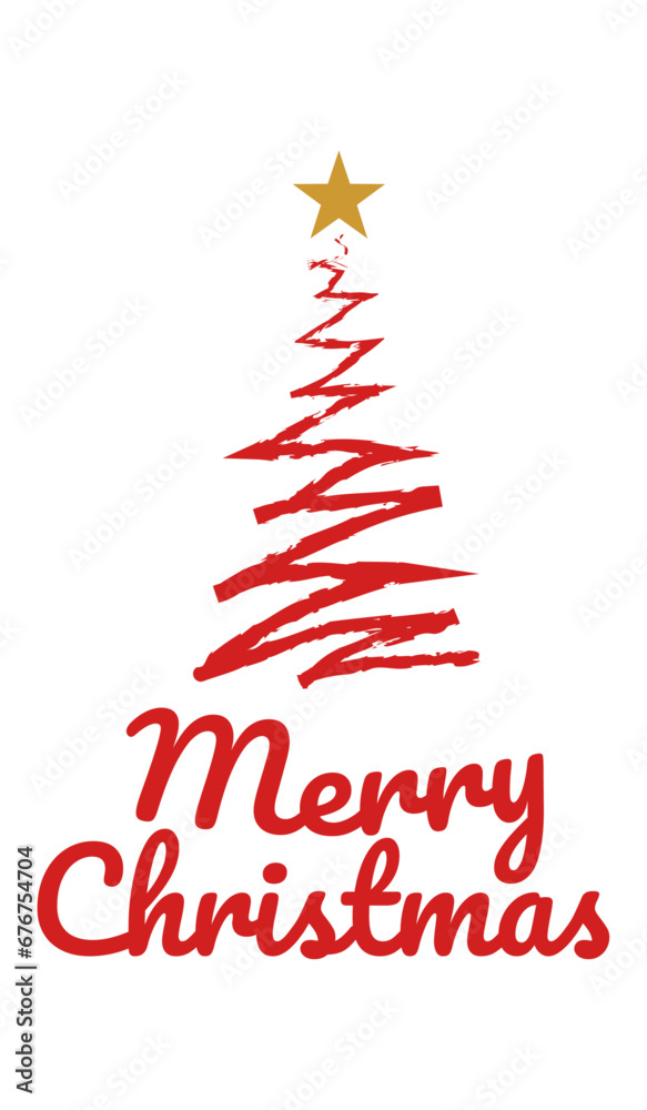 Merry Christmas with red christmas tree