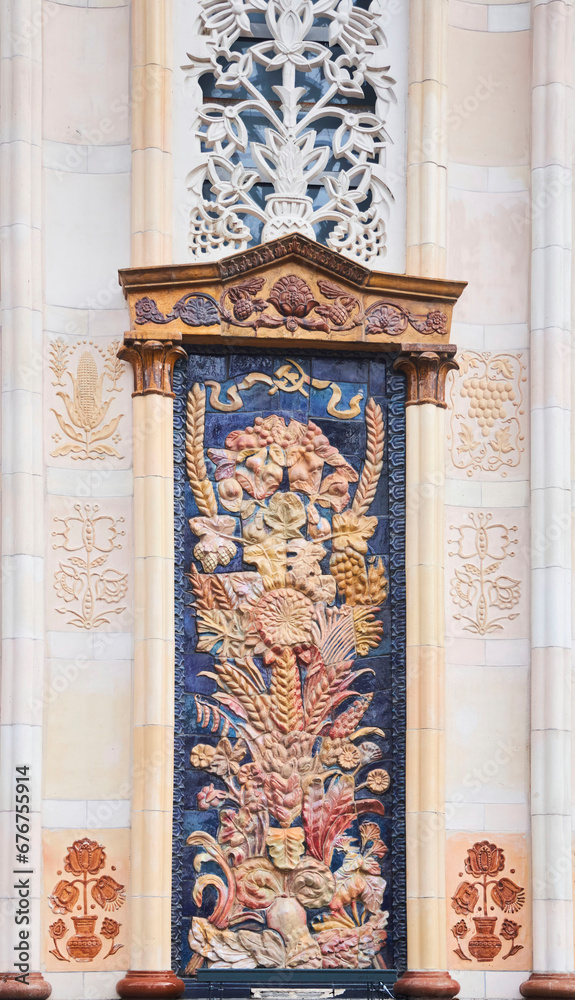 The pattern on the building. An old decoration. Architectural detail The pattern on the building. An old decoration. Architectural detail